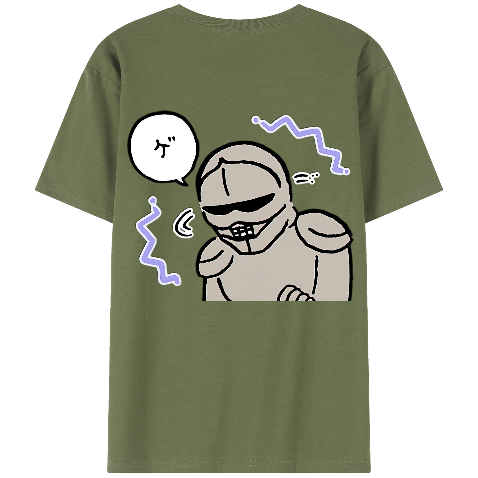 （画像用） ちいかわ 労働の鎧さん Chii-kawa Mr. Armor of Labor 綿100％半袖Tシャツ（背面プリント）